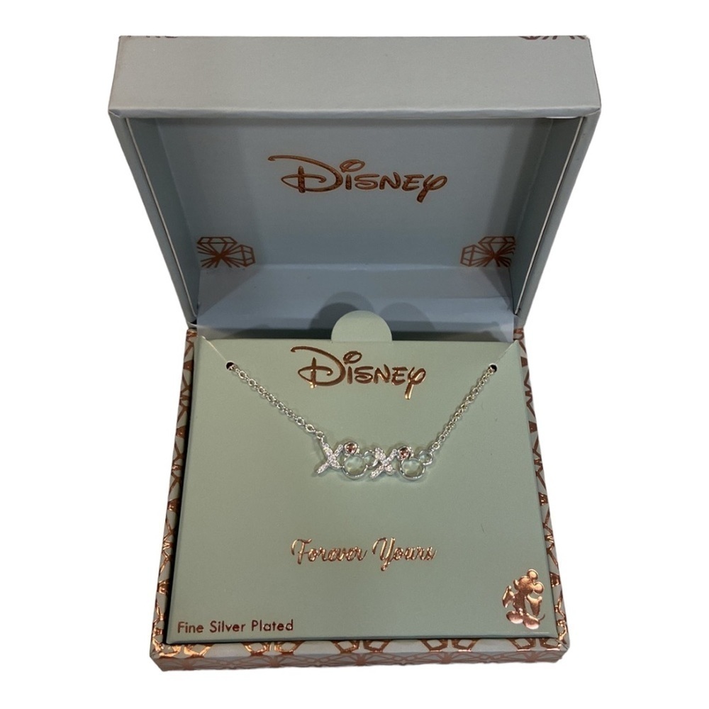 DISNEY Mickey Mouse XOXO Forever Yours 18” Fine Silver Plated Necklace Necklace - Picture 2 of 8